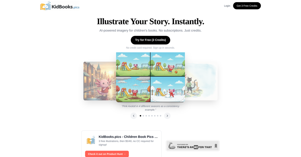 KidBooks.pics - Kids Book Image Generator website