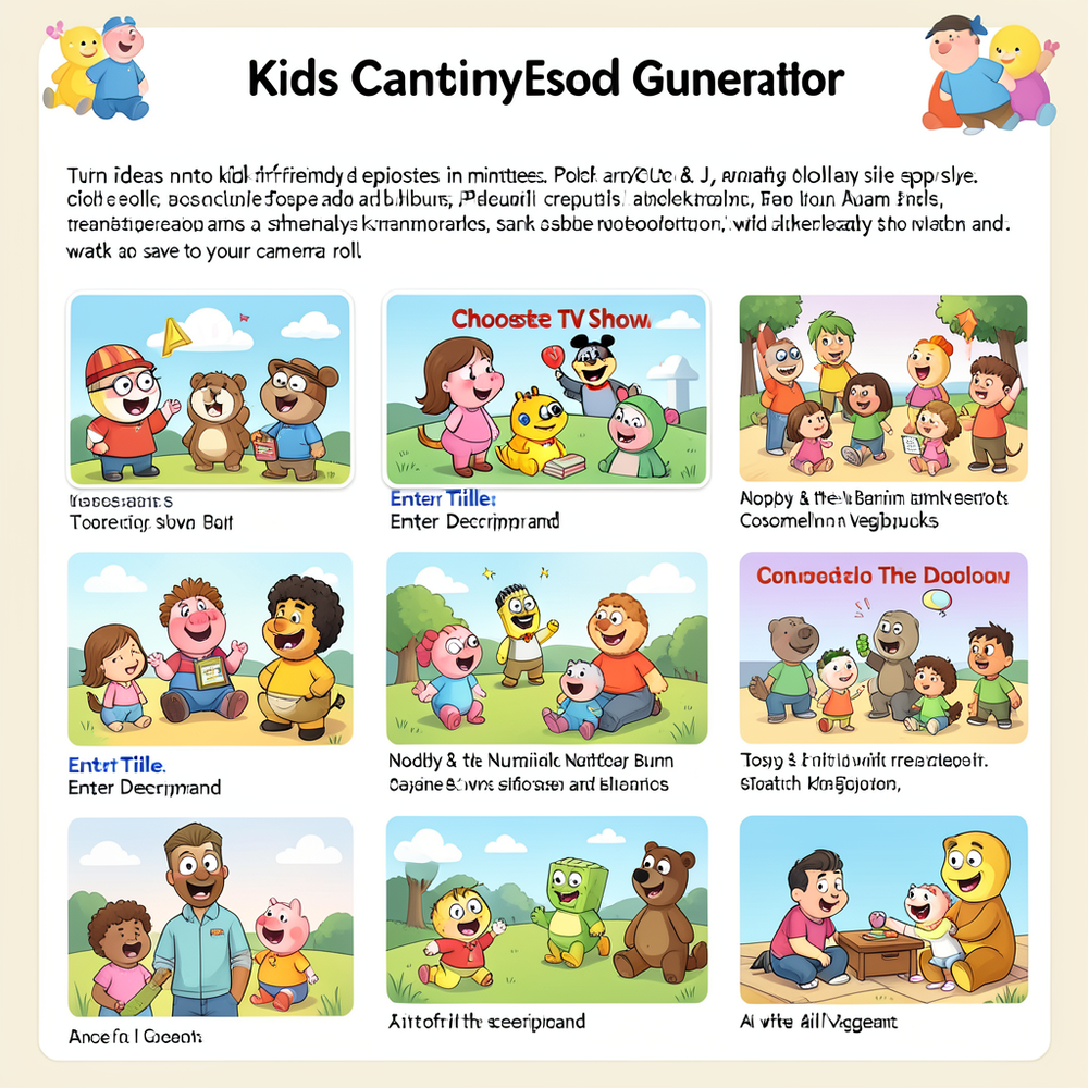 Kids Cartoon Episode Generator website