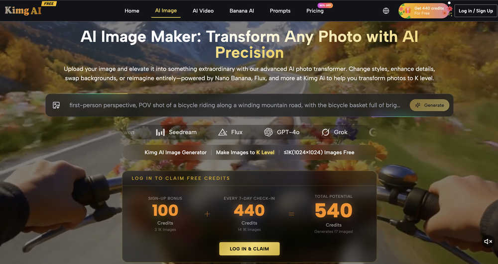 Kimg AI Image Maker website