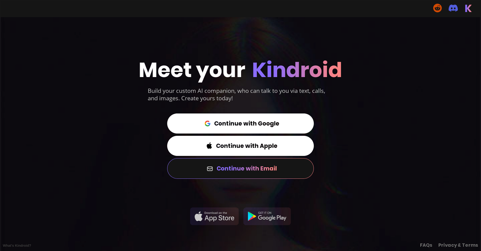 Kindroid website