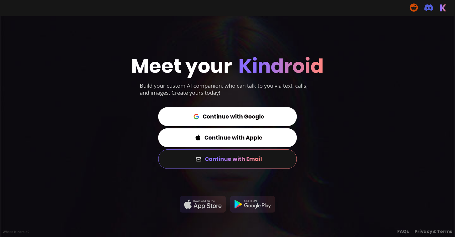 Kindroid website