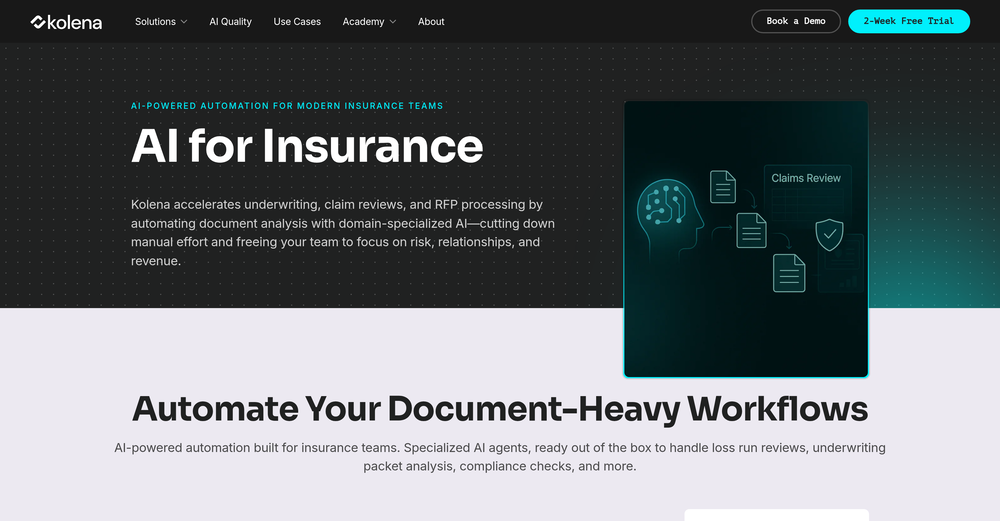 Kolena AI for Insurance website