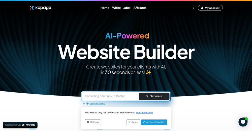Kopage - White-Label AI Website Builder website