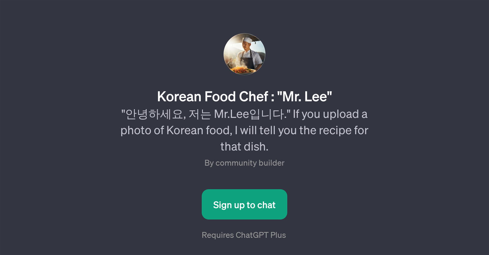 Korean Food Chef : 'Mr. Lee' website