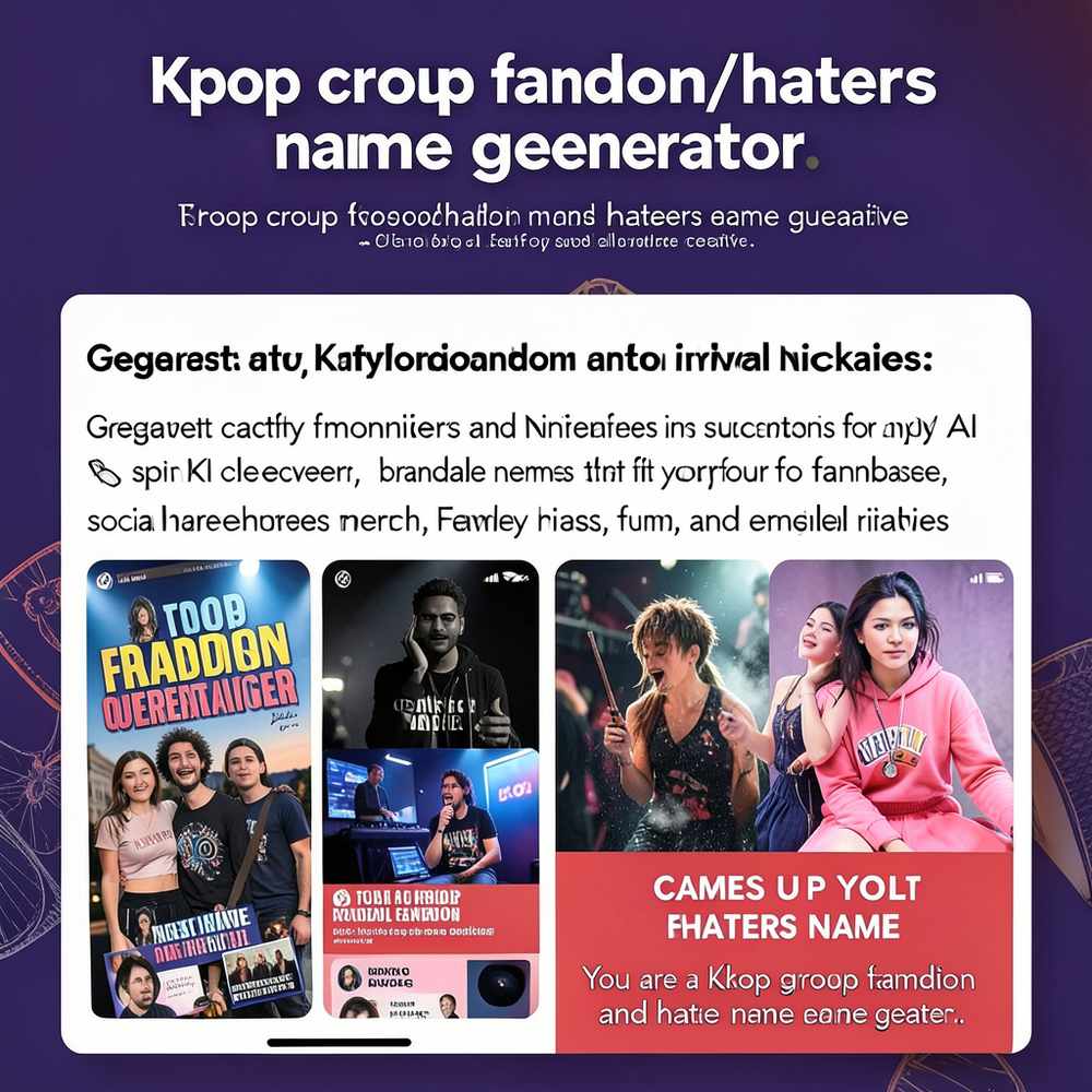 Kpop group fandom/haters name generator website