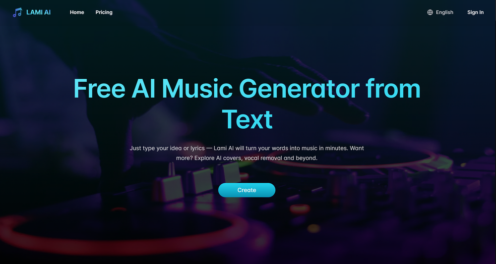 Lami AI Music Generator website