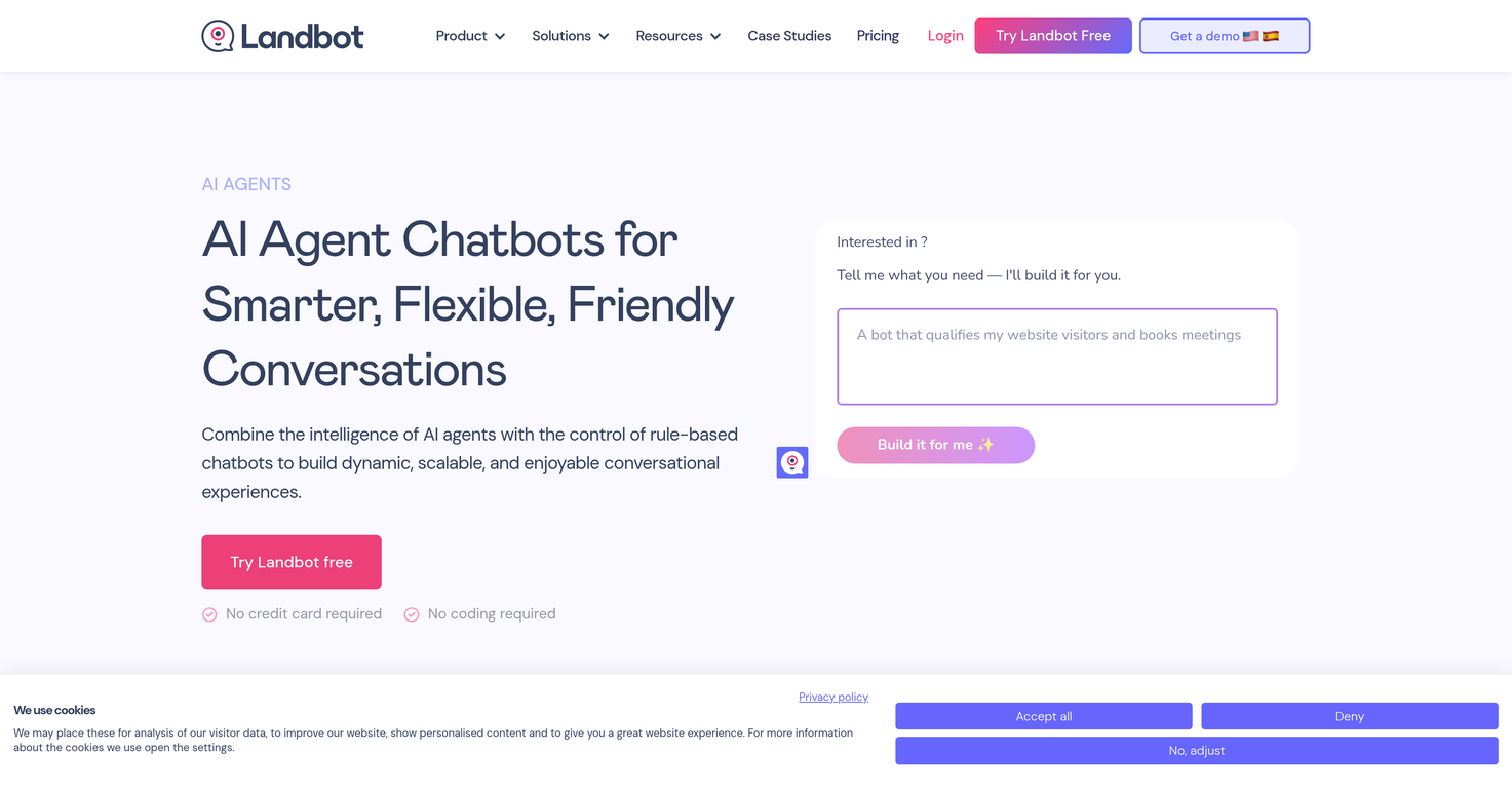 Landbot Chatbots website