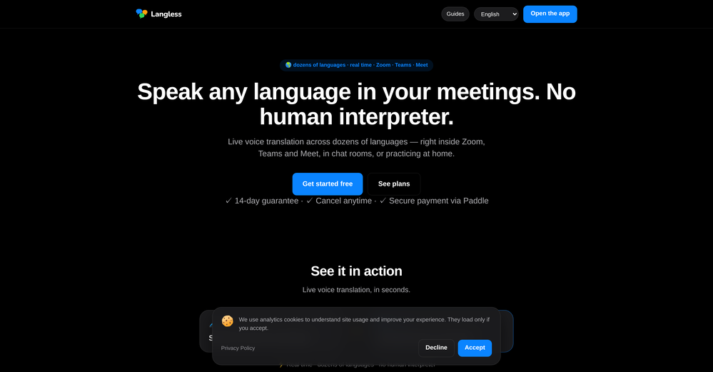 Langless website