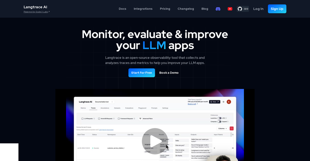 Langtrace AI website