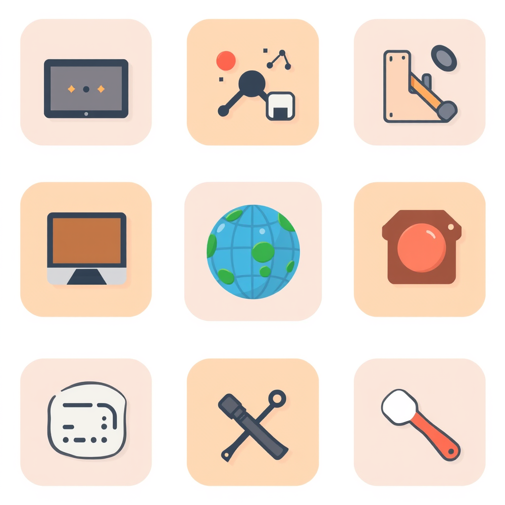 Laser Cut - Sharp precision-cut edges with technical accuracy flat icons set generator website