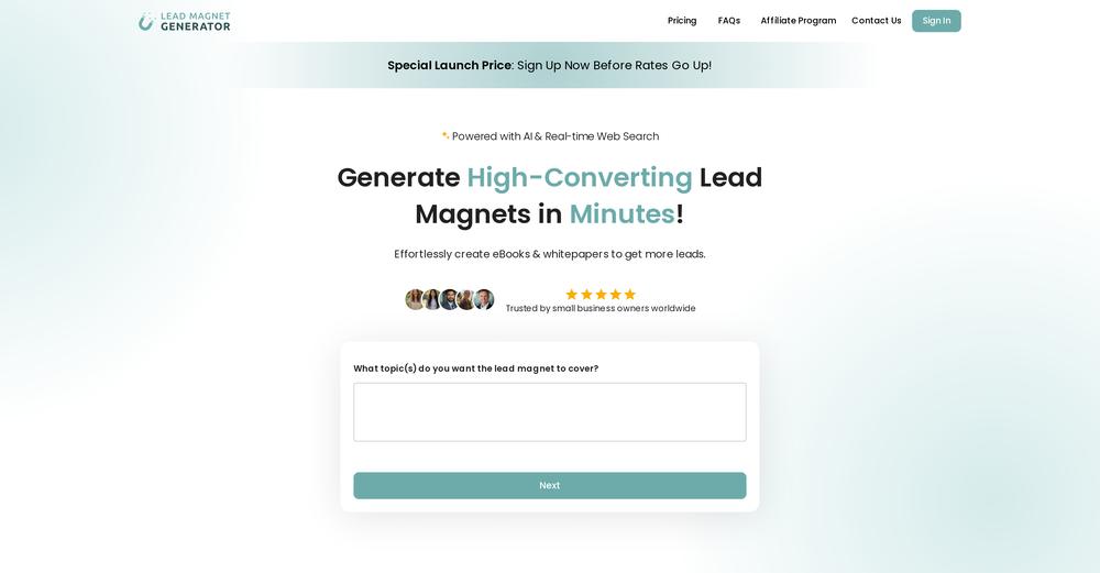 Lead Magnet Generator website