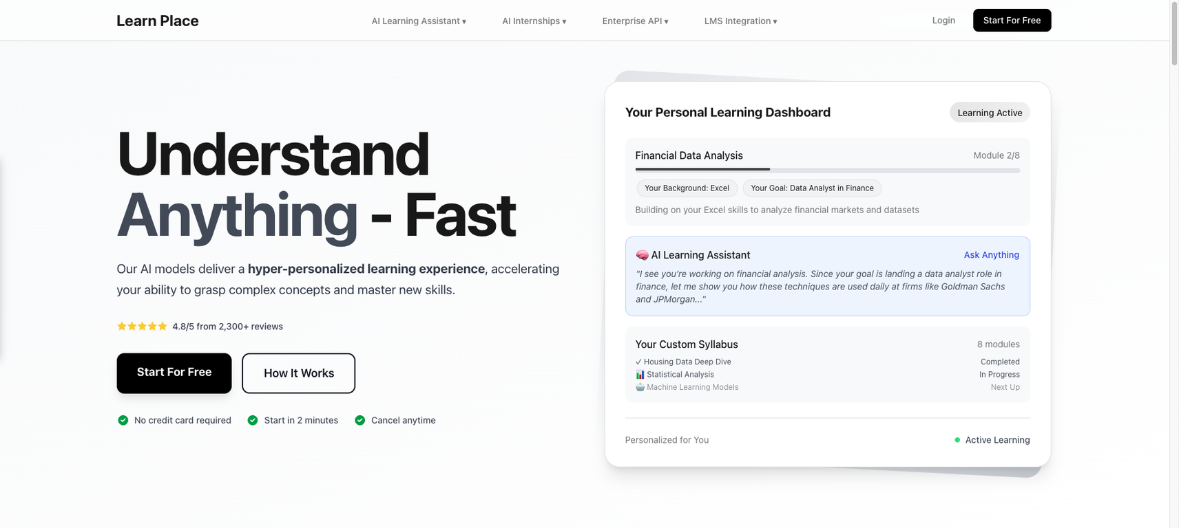 Learn Place AI website