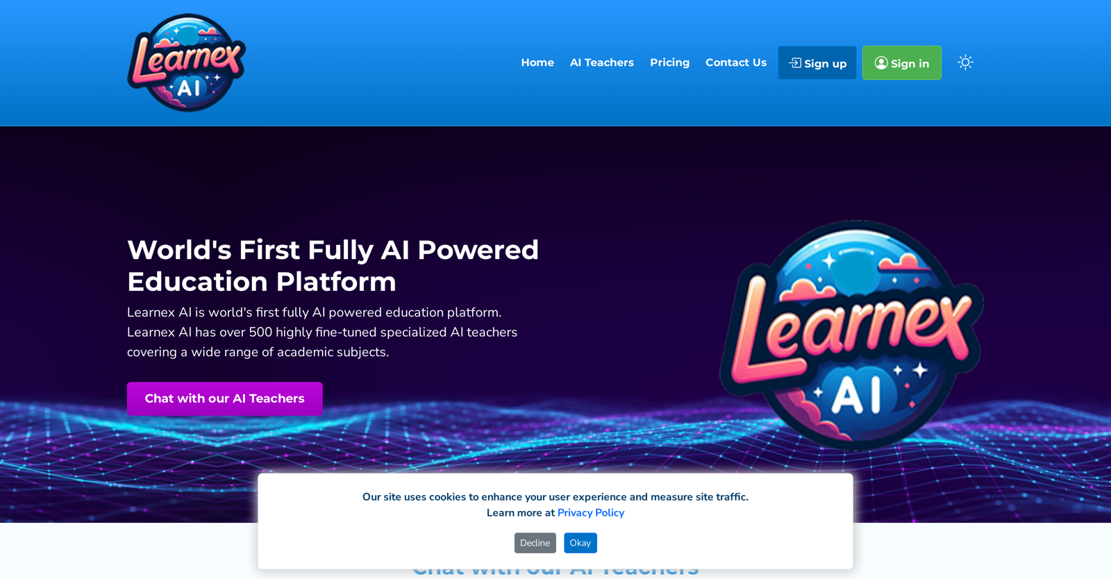 Learnex AI website