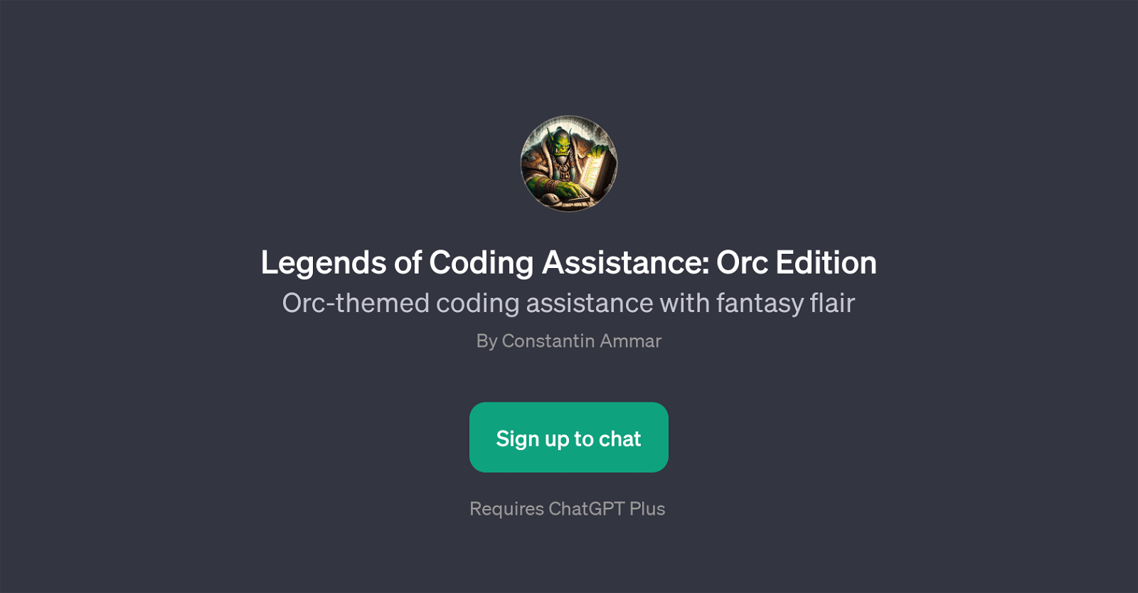 Legends of Coding Assistance: Orc Edition website