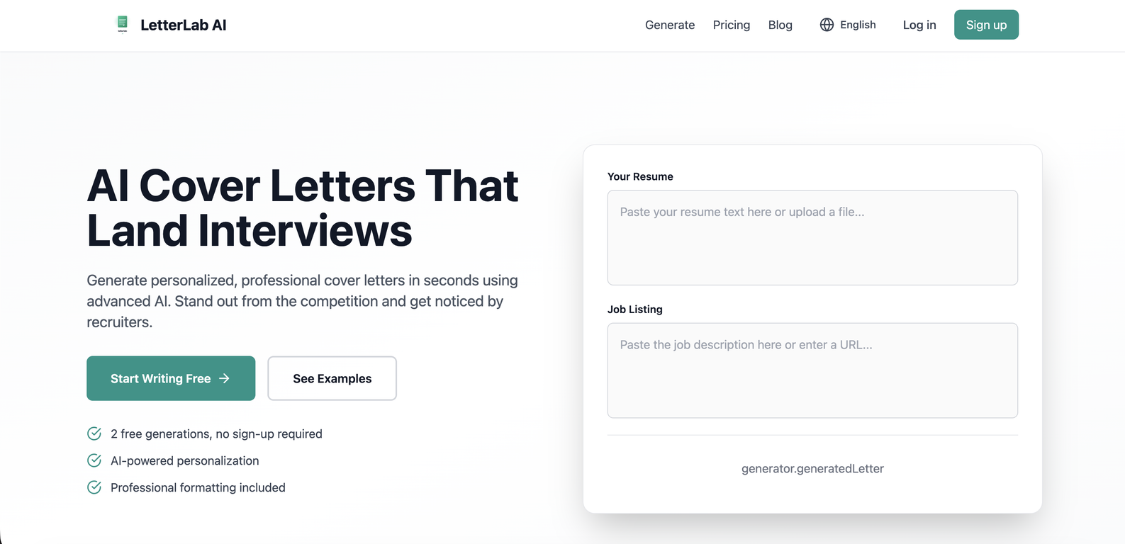 LetterLab AI website