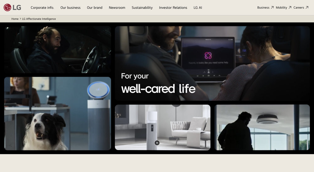 LG Affectionate Intelligence website