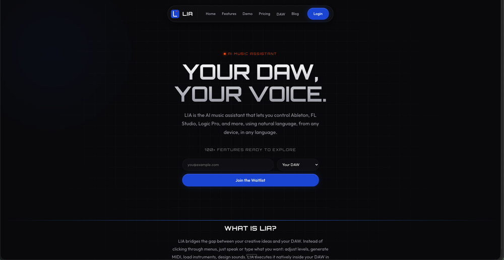 LIA - AI Music Assistant website