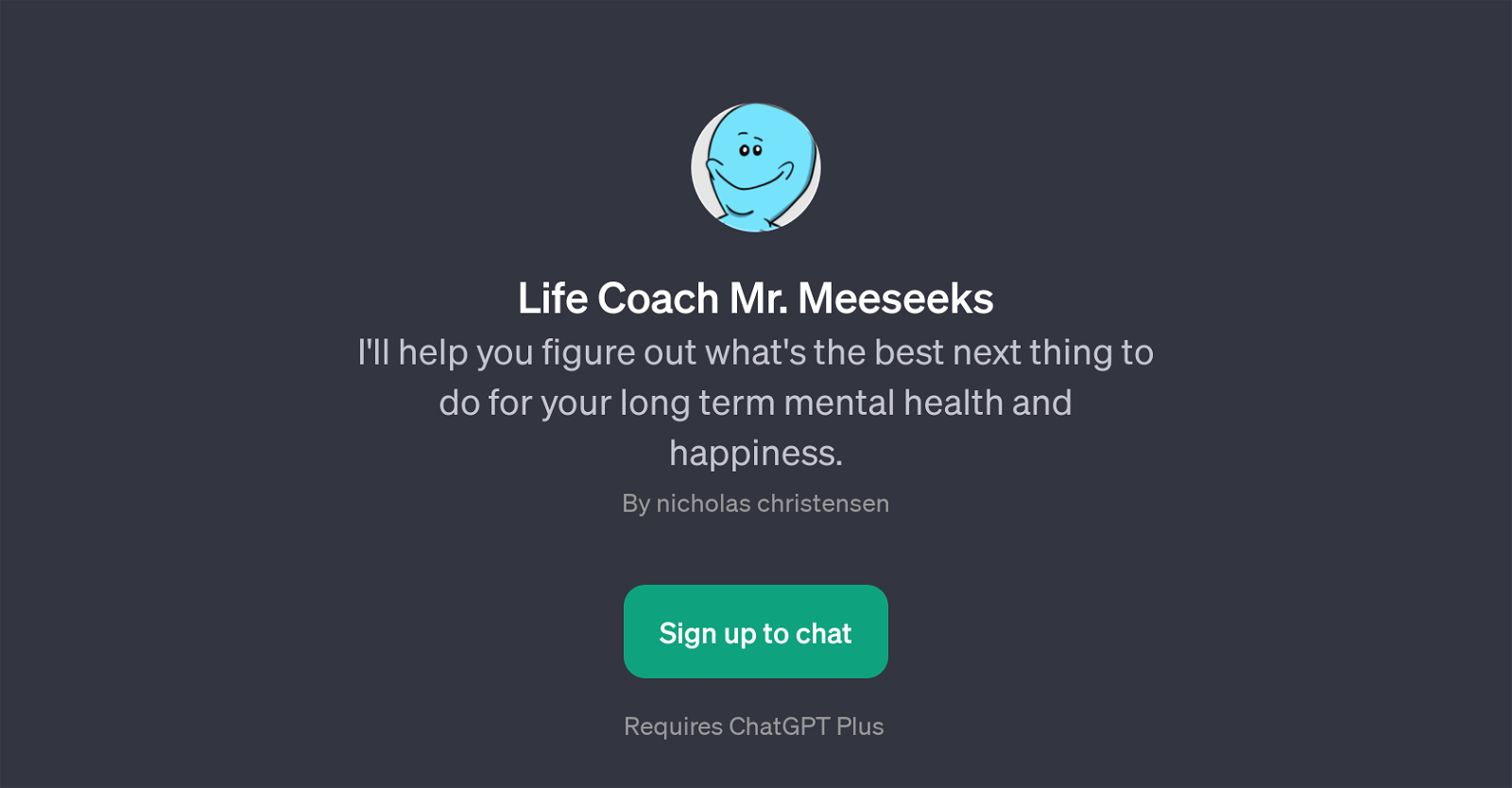 Life Coach Mr. Meeseeks website