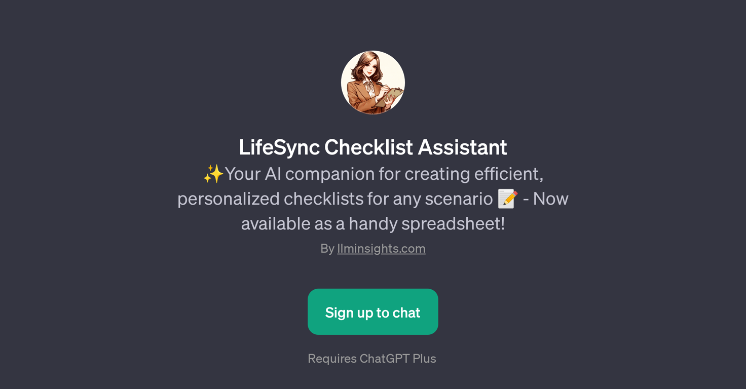 LifeSync Checklist Assistant website