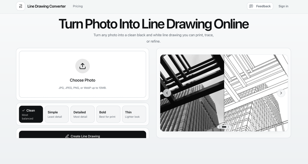 Line Drawing Converter website