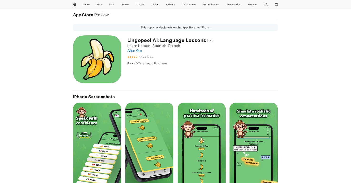 Lingopeel AI website