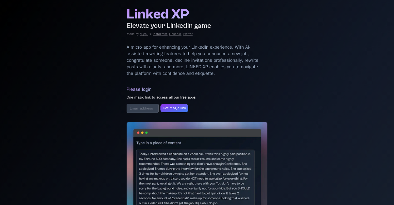 Linked XP website