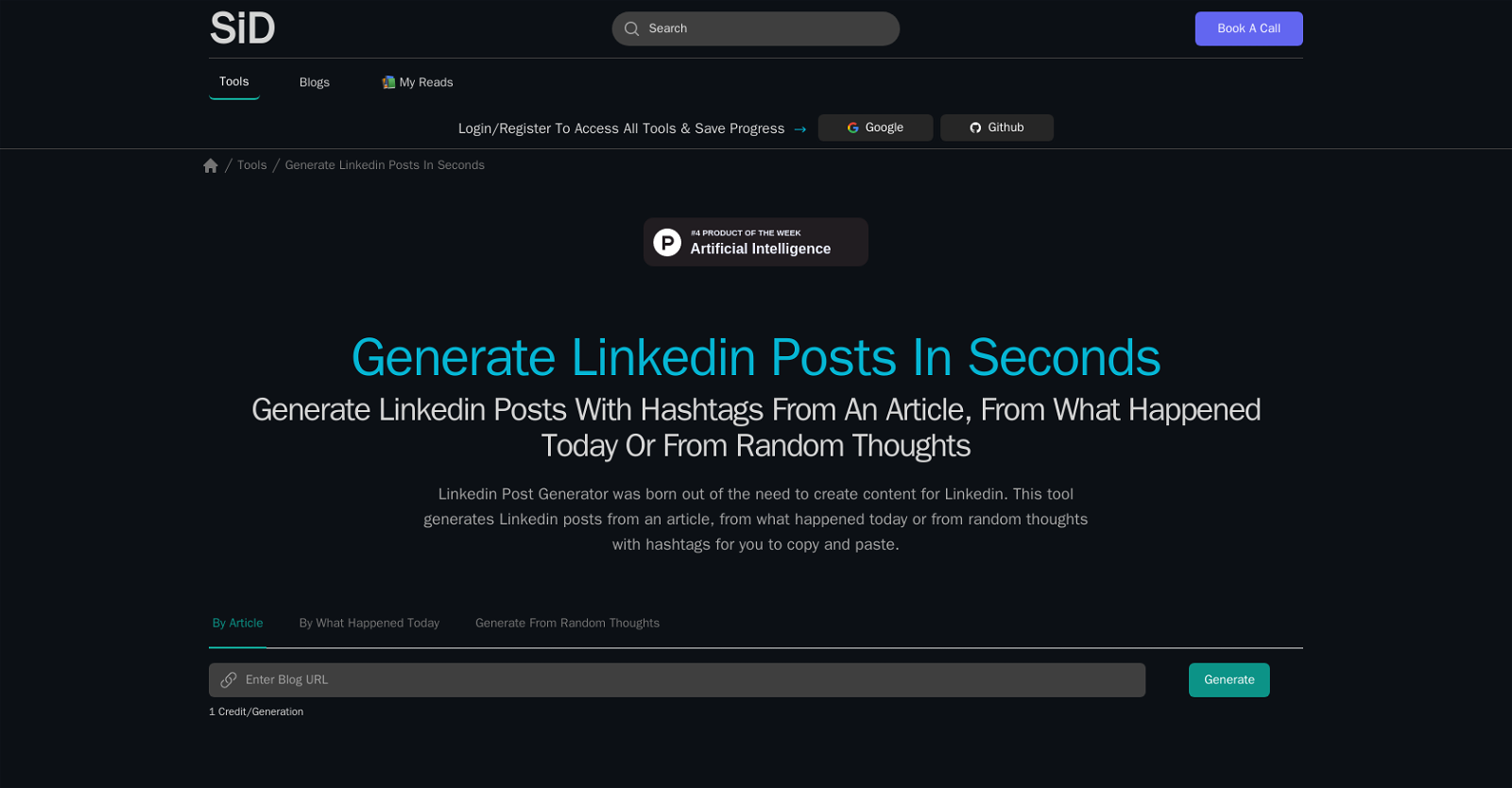 Linkedin Posts Generator website