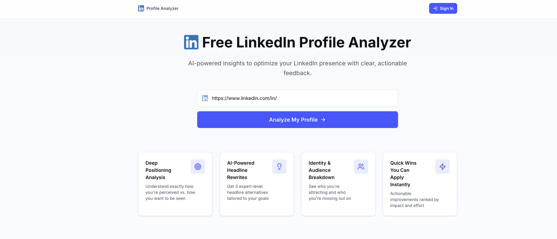 LinkedIn Profile Analyzer website