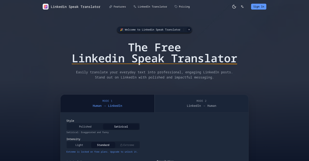 LinkedIn Speak Translator website