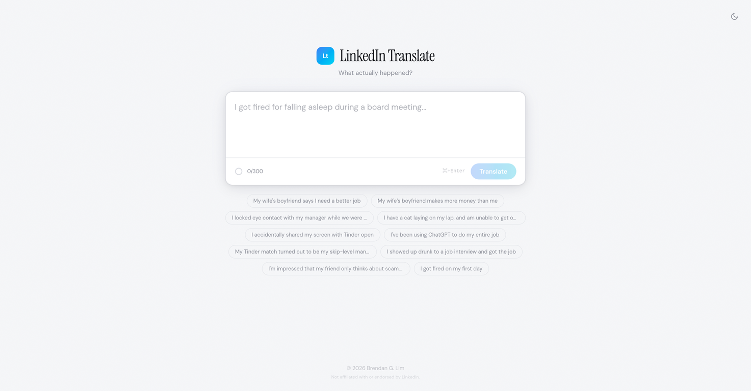 LinkedIn Translate website