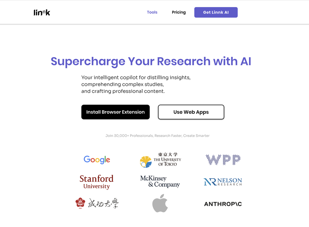 Linnk AI: Research Assistant, Summarizer, Translator website