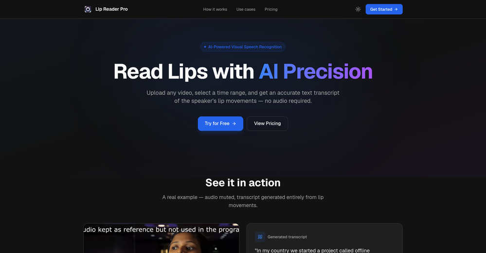 Lip Reader Pro website