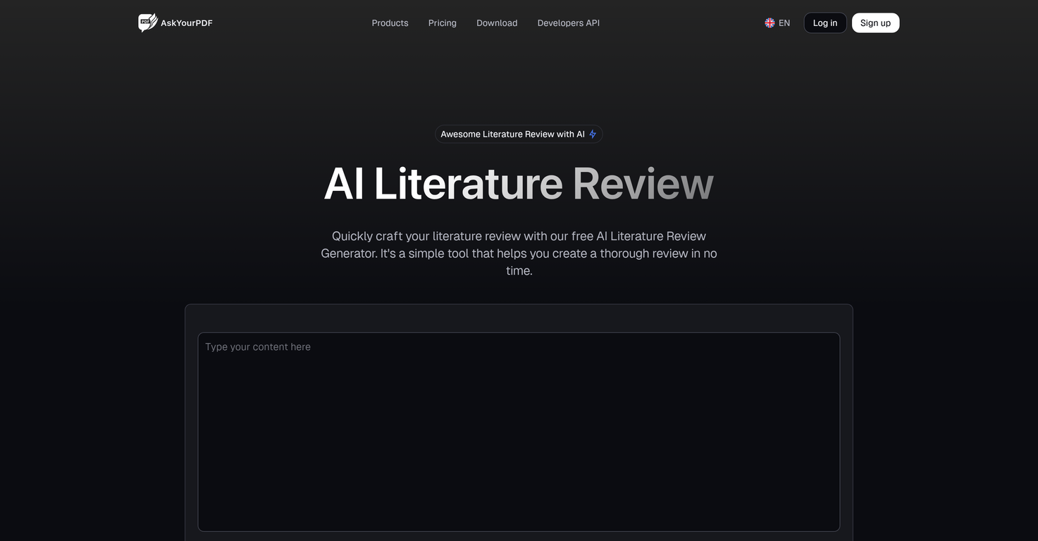 Literature Review by Ask Your PDF - AI Tool For Literature reviews