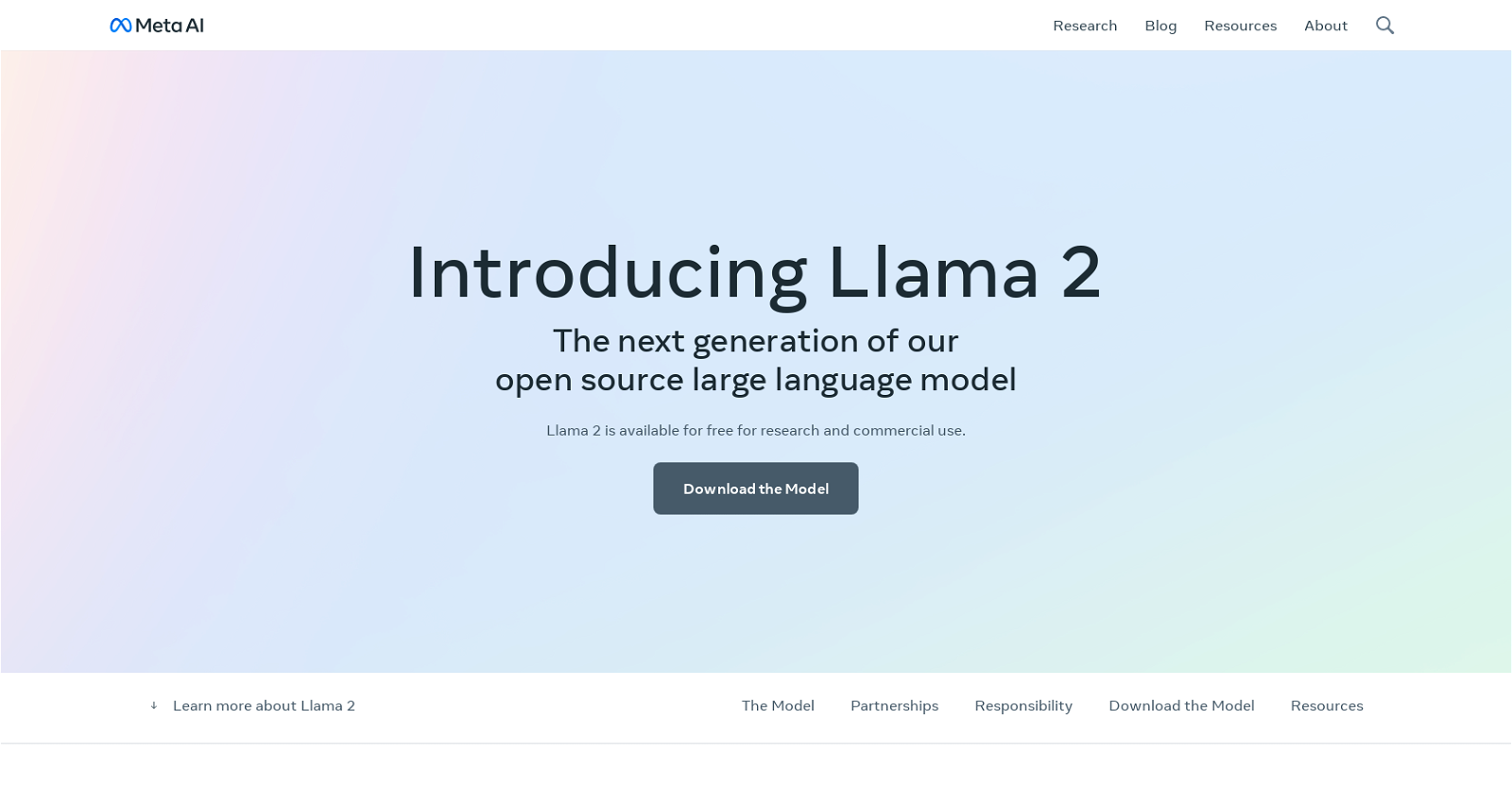Llama2 by Meta website