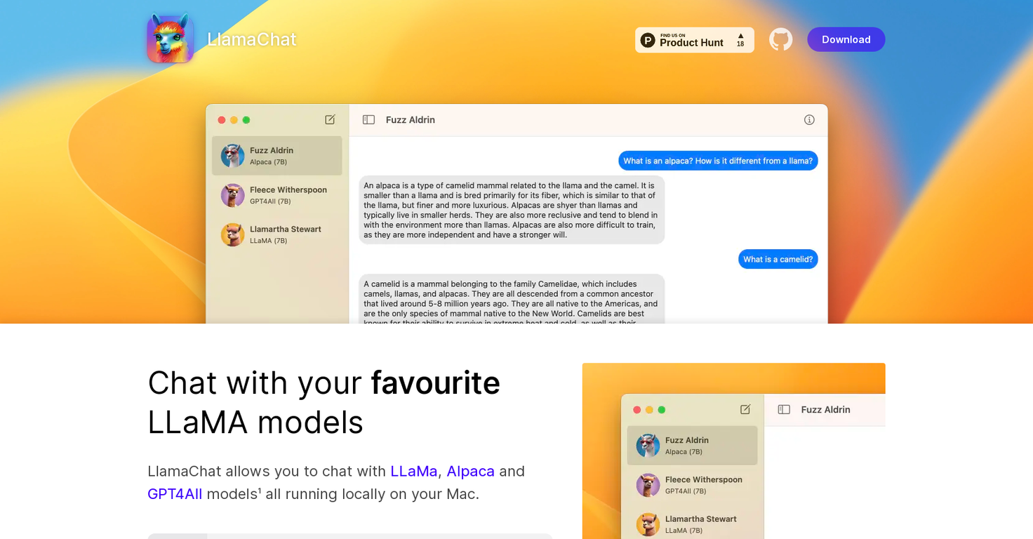 LlamaChat website