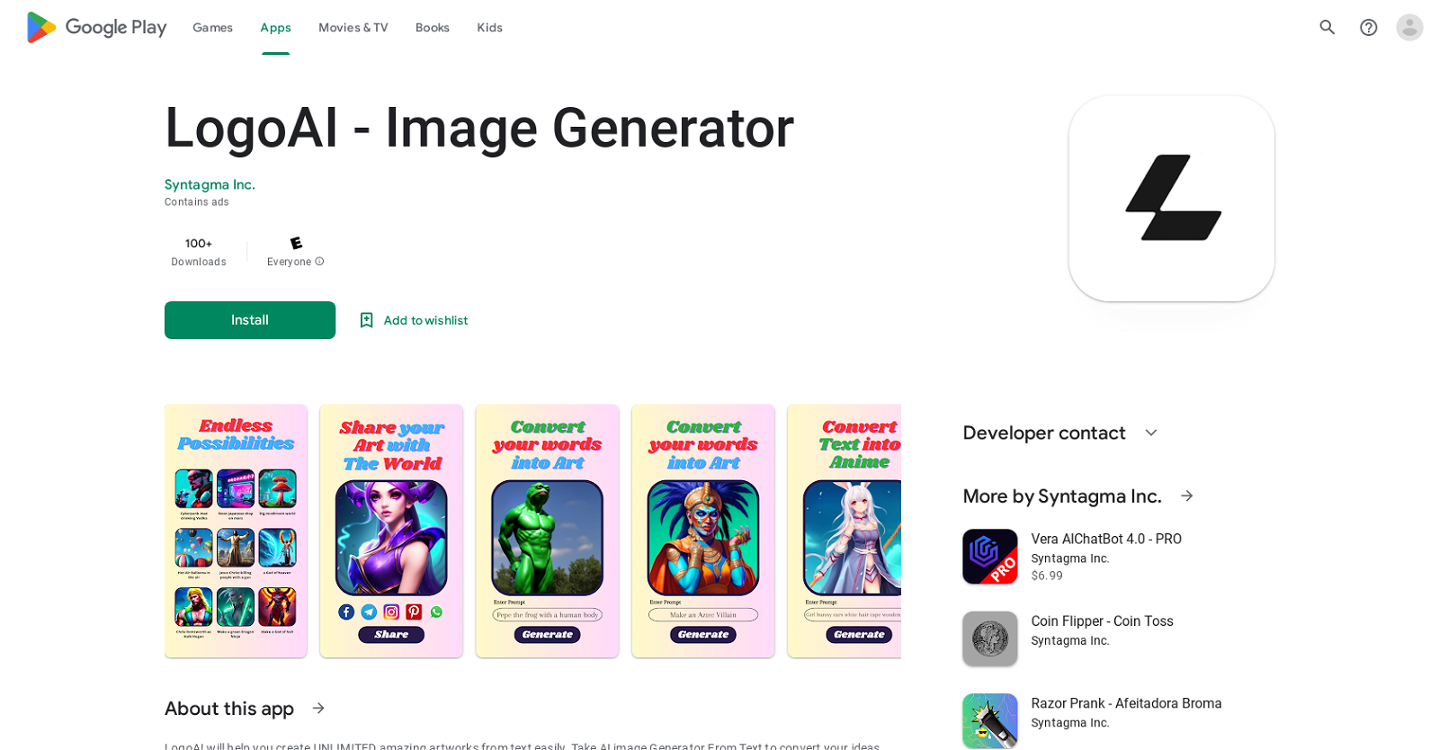 LogoAI - Image Generator website