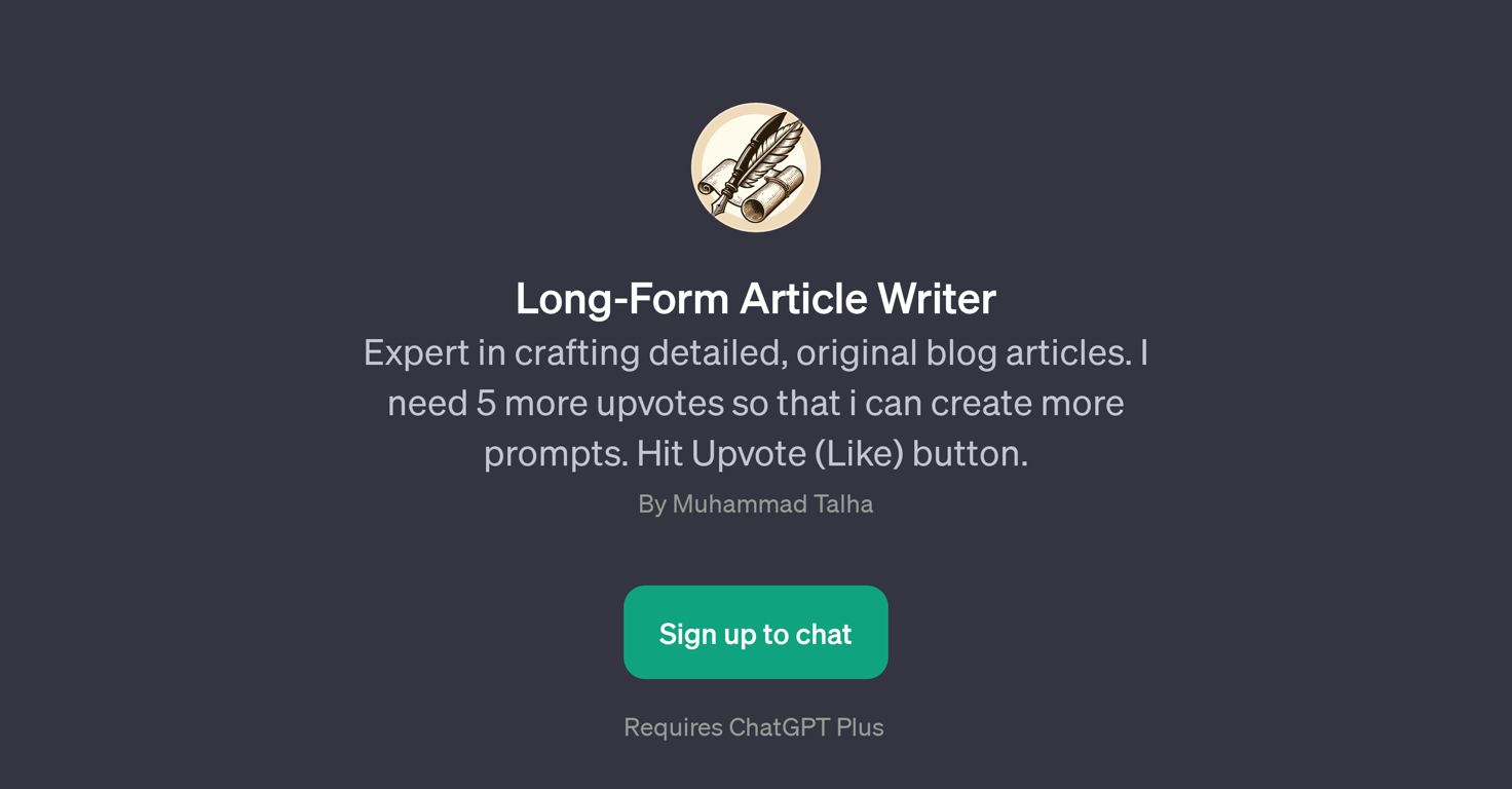 Long-Form Article Writer website