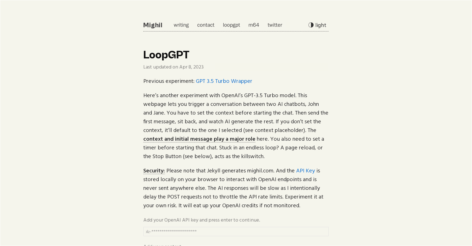 LoopGPT website