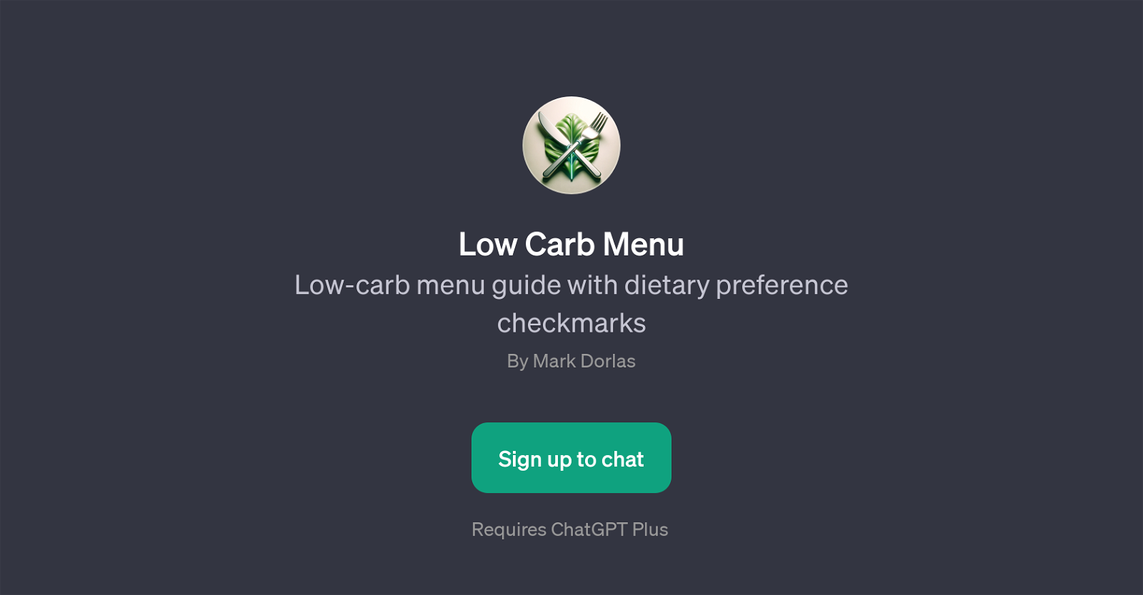 Low Carb Menu GPT website