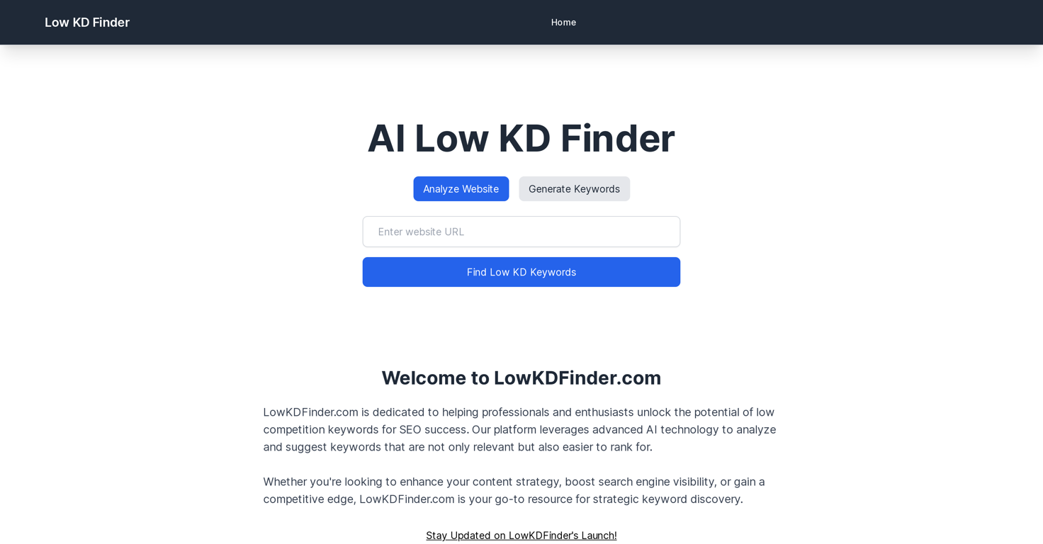 Low KD Finder website