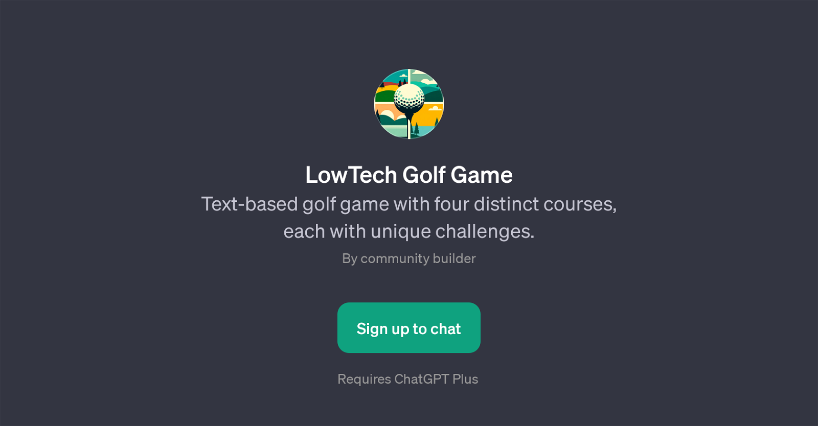 LowTech Golf Game GPT website