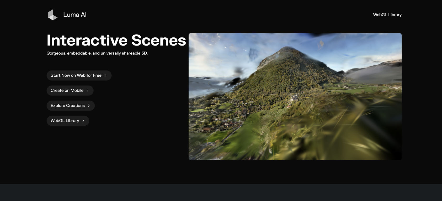 Luma AI - Interactive Scenes website