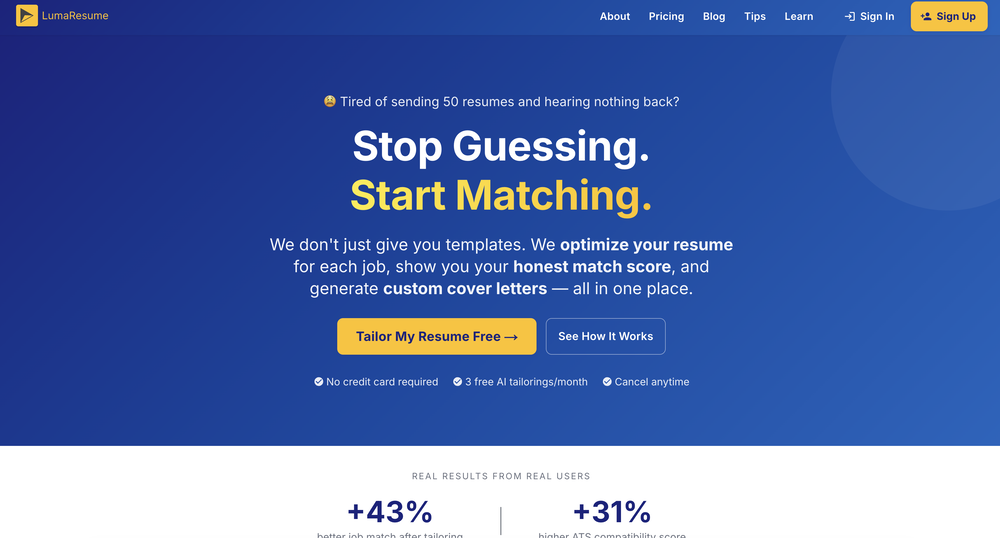 LumaResume website