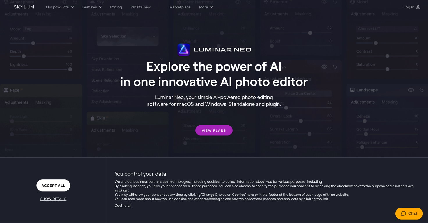 Luminar AI website