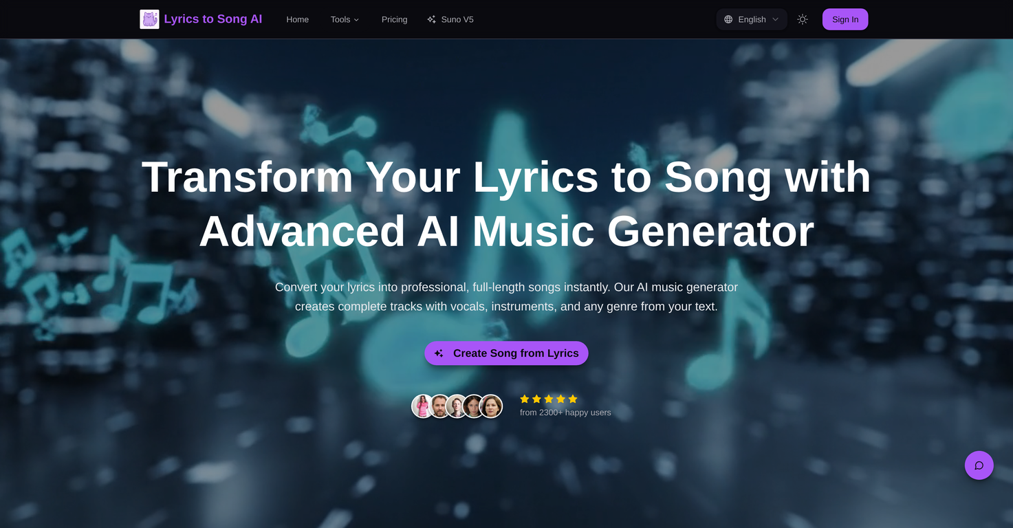 Lyrics to Song AI website