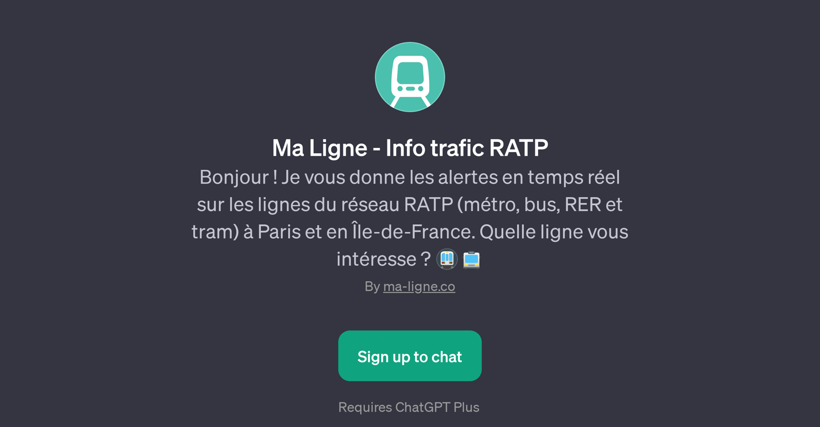 Ma Ligne - Info trafic RATP website
