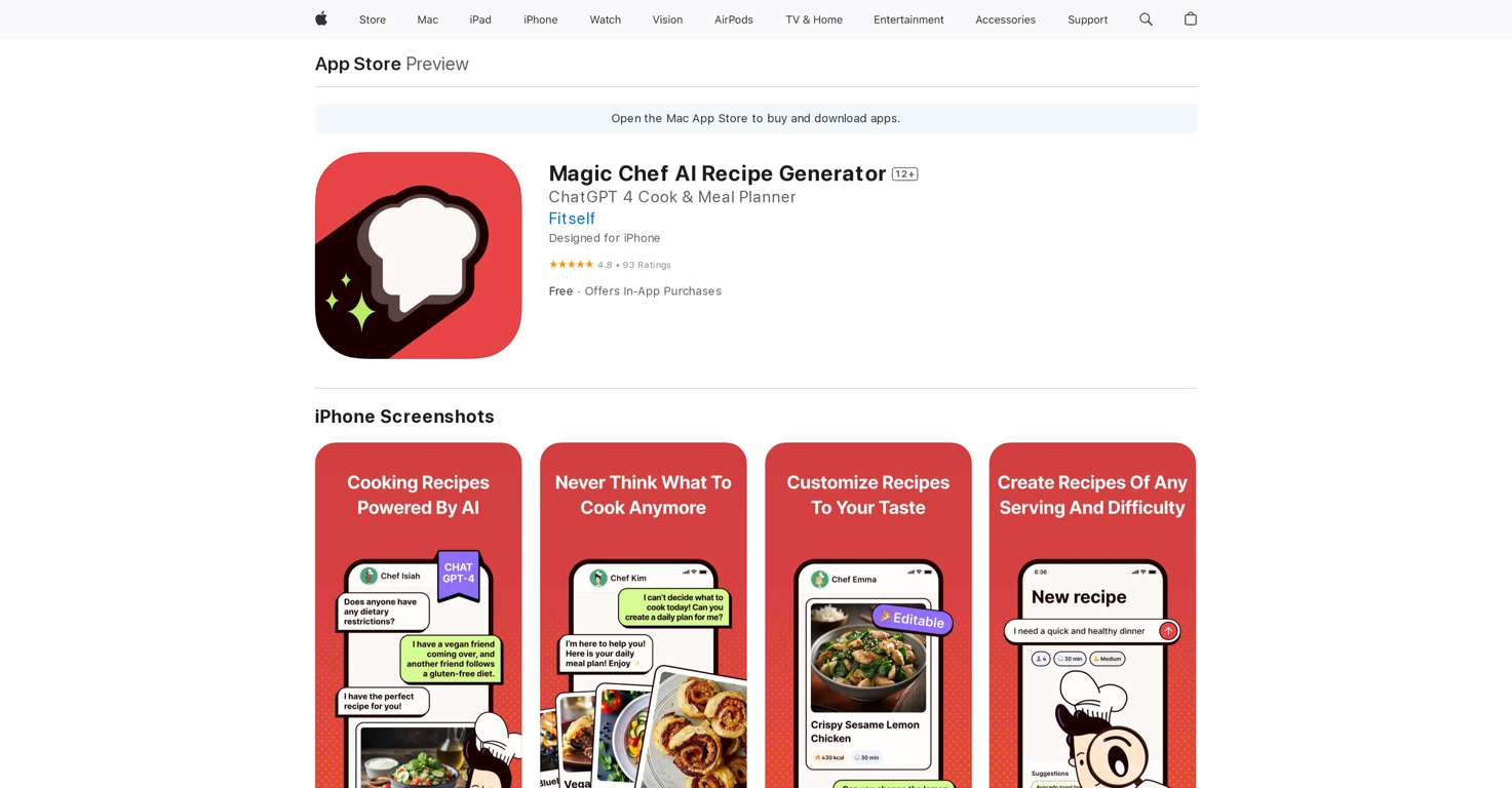 Magic Chef AI Recipe Generator website