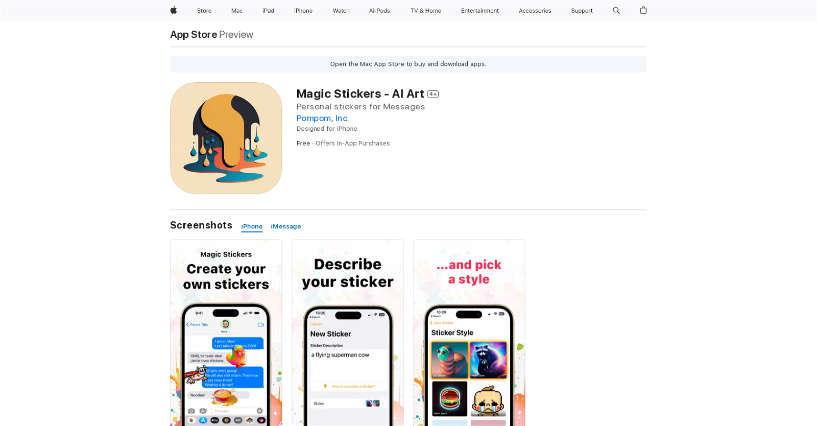 Magic iMessage Stickers website