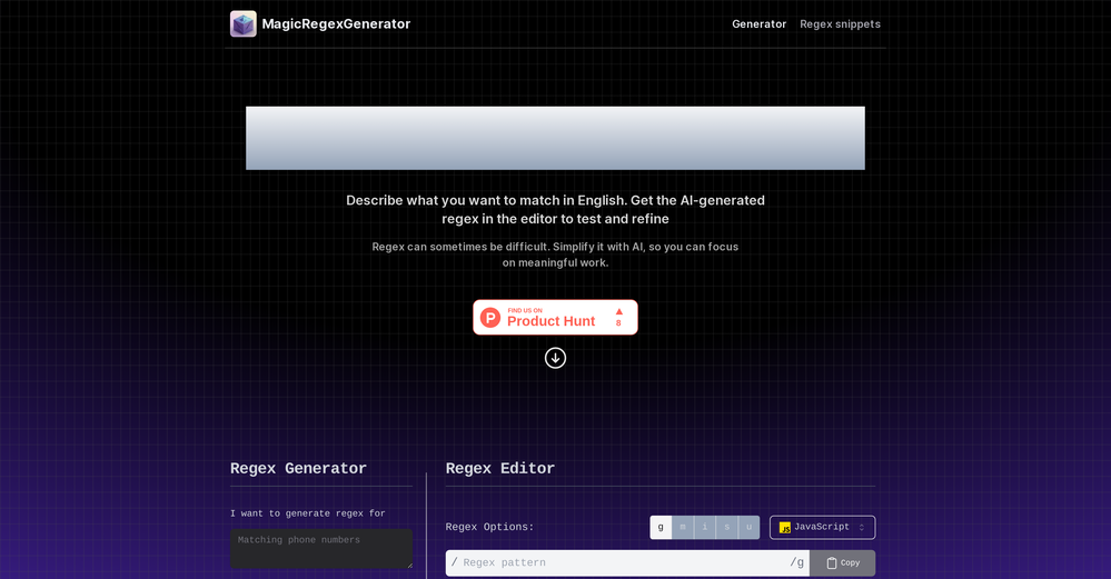 Magic Regex Generator website