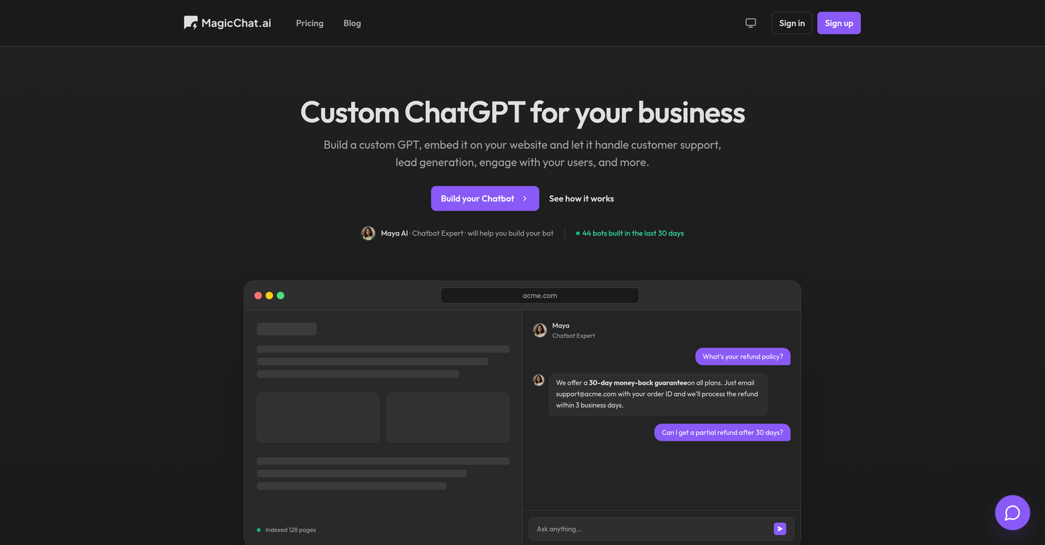 MagicChat AI website